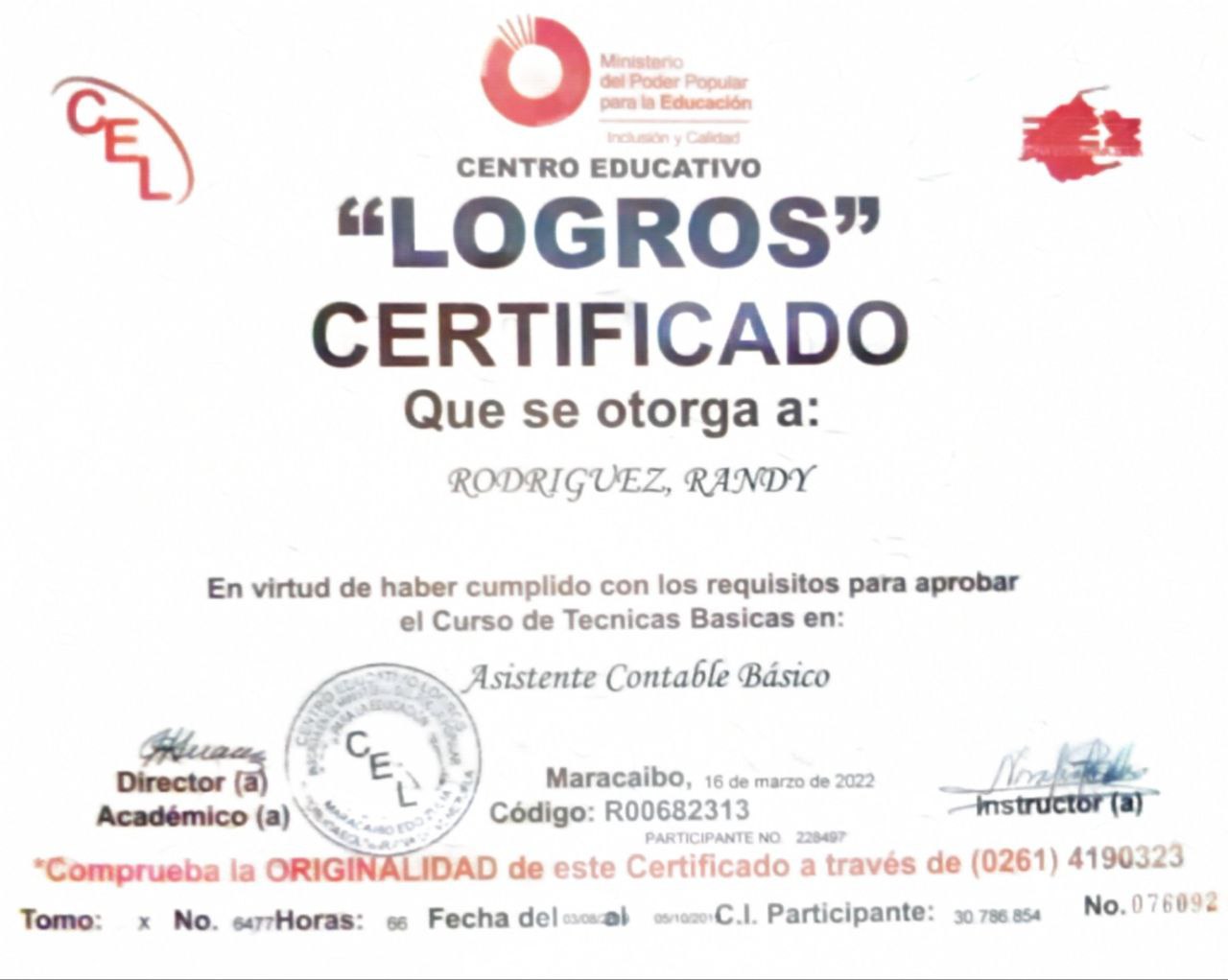 Certificado Asistente Contable